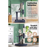 i.Pet Cat Tree Scratching Post Scratcher Tower Condo House Grey 102cm i.Pet