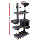 i.Pet Cat Tree 140cm Trees Scratching Post Scratcher Tower Condo House Furniture Wood i.Pet