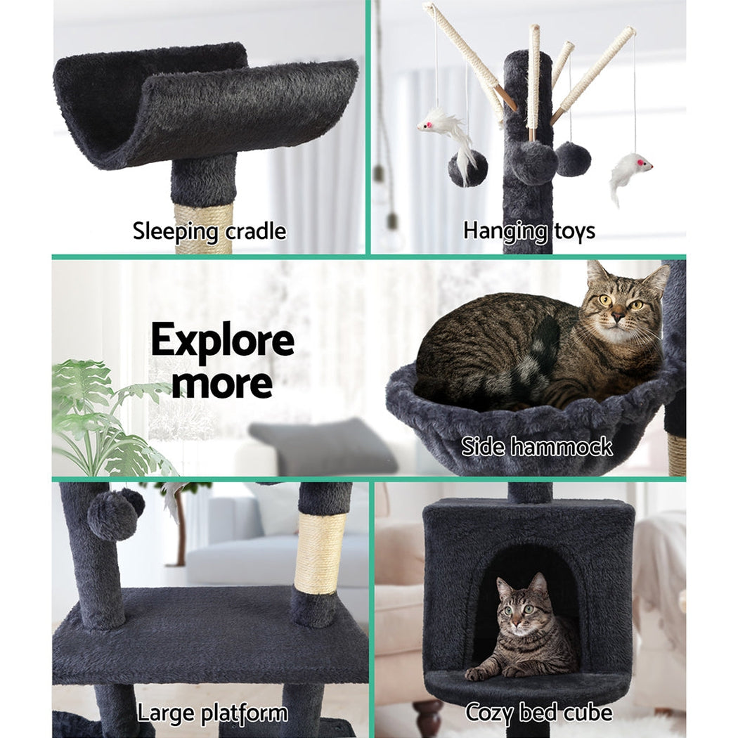 i.Pet Cat Tree 140cm Trees Scratching Post Scratcher Tower Condo House Furniture Wood i.Pet