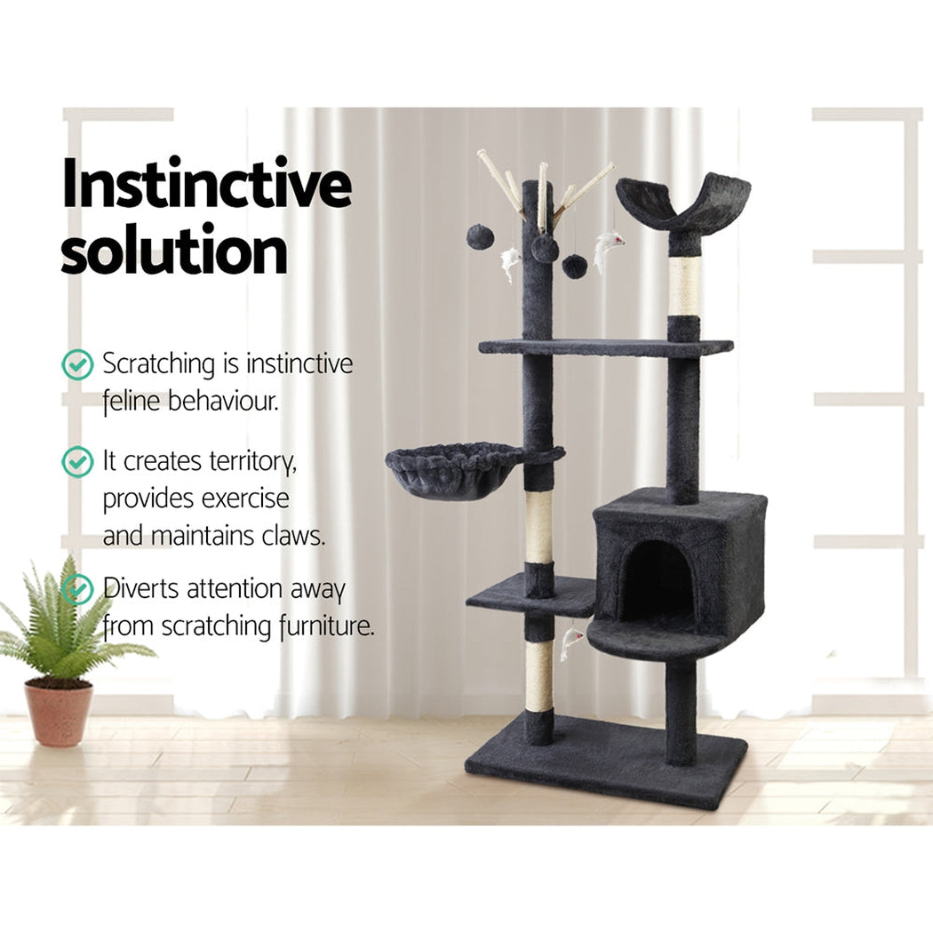 i.Pet Cat Tree 140cm Trees Scratching Post Scratcher Tower Condo House Furniture Wood i.Pet