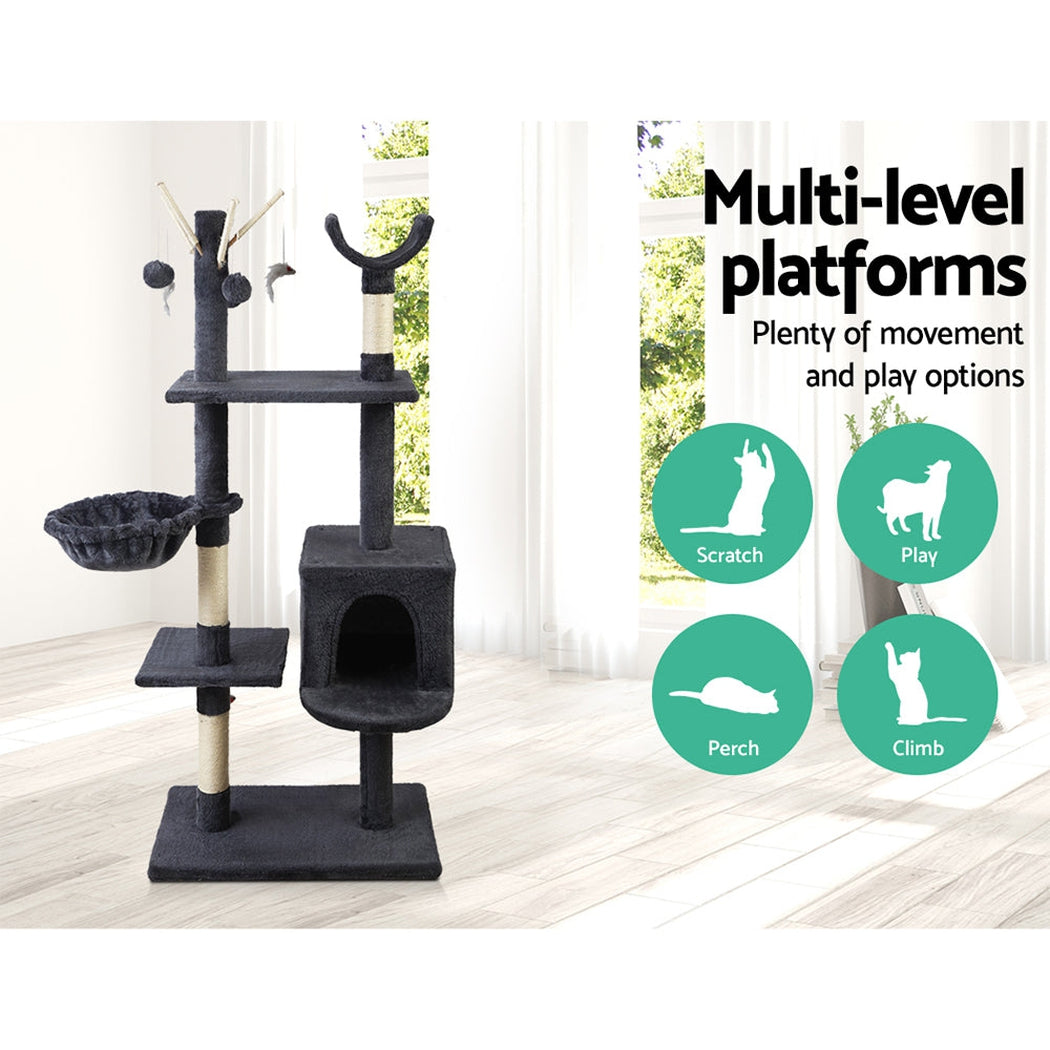 i.Pet Cat Tree 140cm Trees Scratching Post Scratcher Tower Condo House Furniture Wood i.Pet