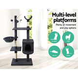i.Pet Cat Tree 140cm Trees Scratching Post Scratcher Tower Condo House Furniture Wood i.Pet