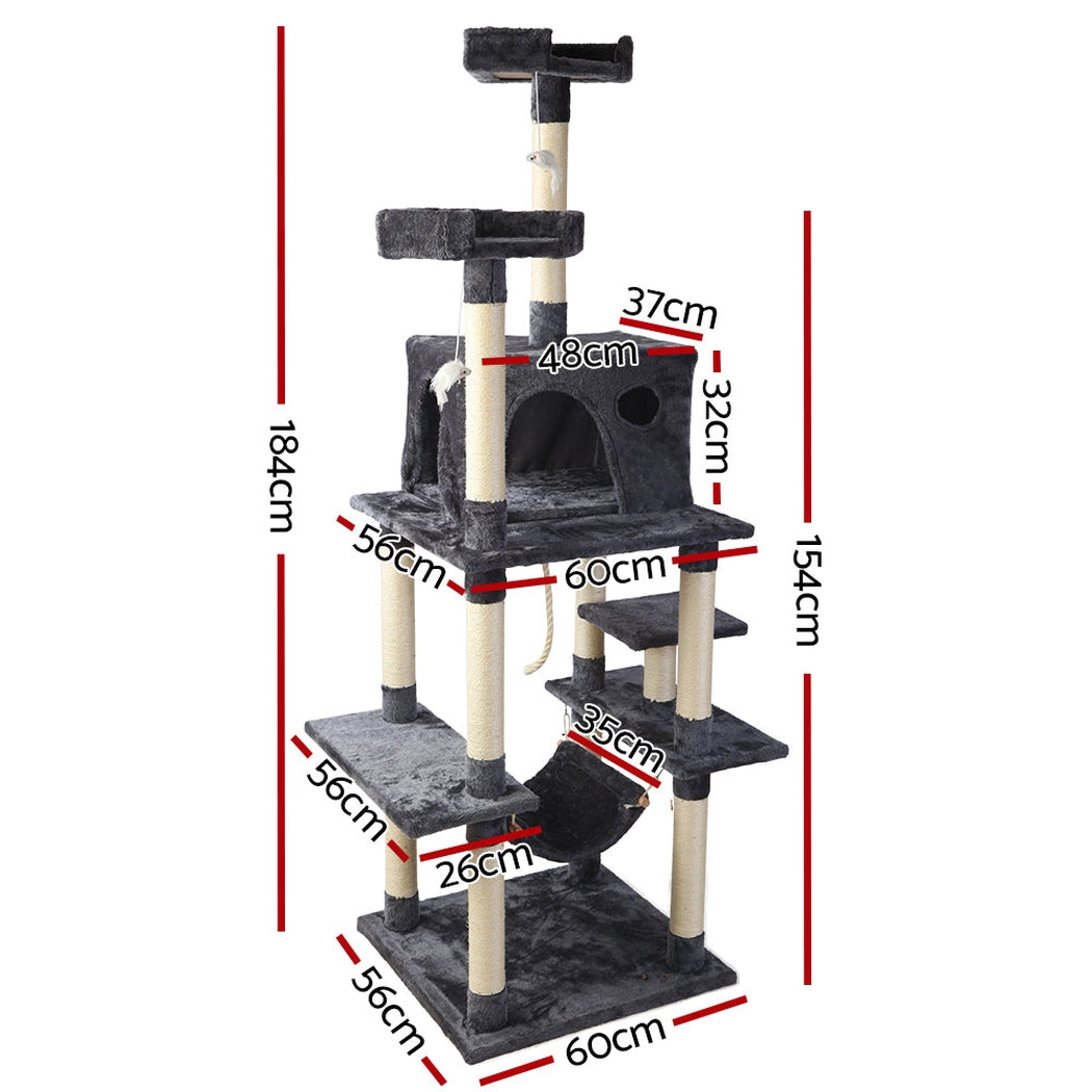 i.Pet Cat Tree 184cm Trees Scratching Post Scratcher Tower Condo House Furniture Wood i.Pet