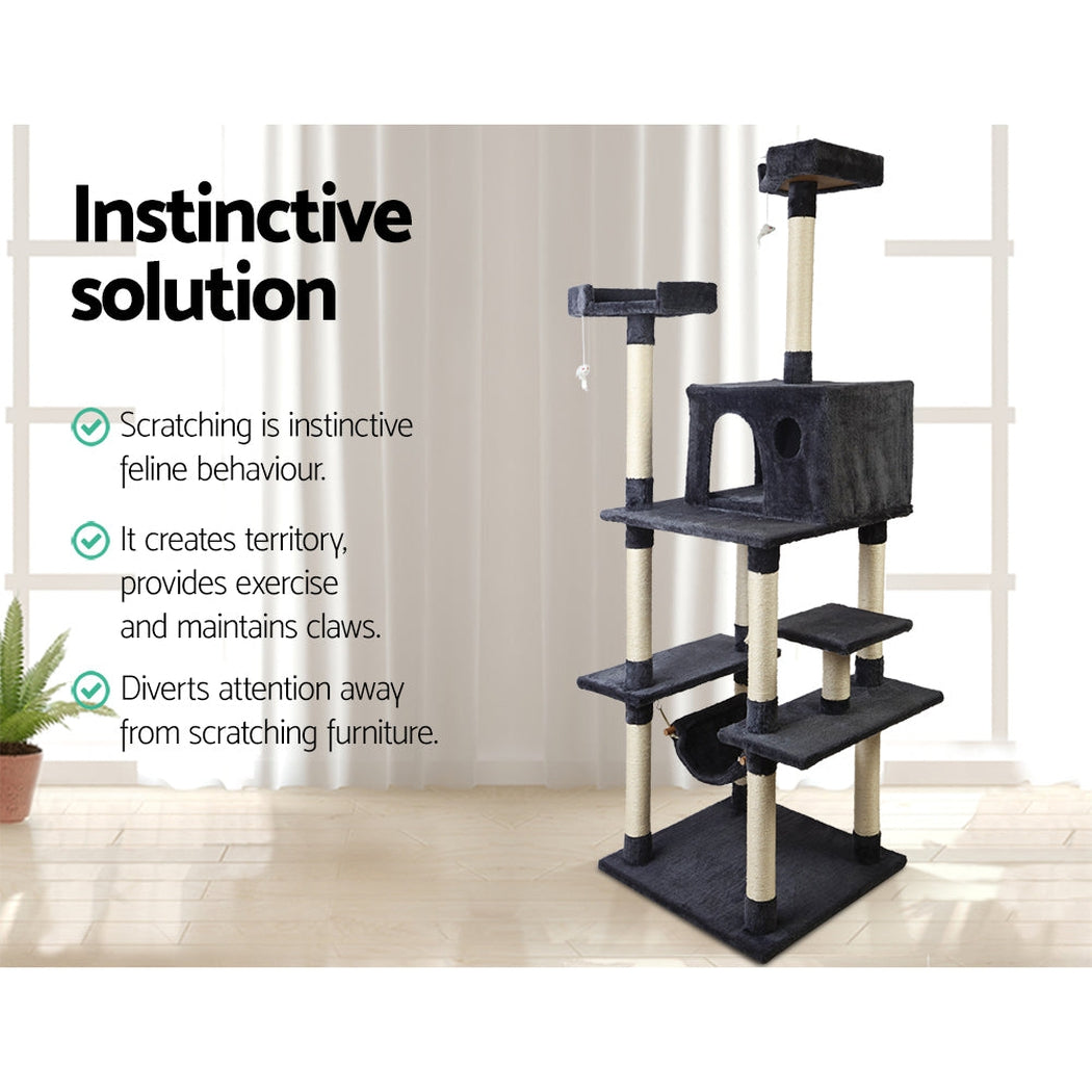 i.Pet Cat Tree 184cm Trees Scratching Post Scratcher Tower Condo House Furniture Wood i.Pet