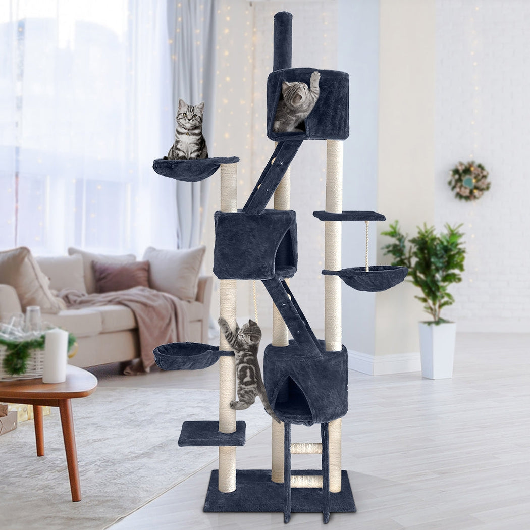 i.Pet Cat Tree 244cm Trees Scratching Post Scratcher Tower Condo House Furniture Wood i.Pet