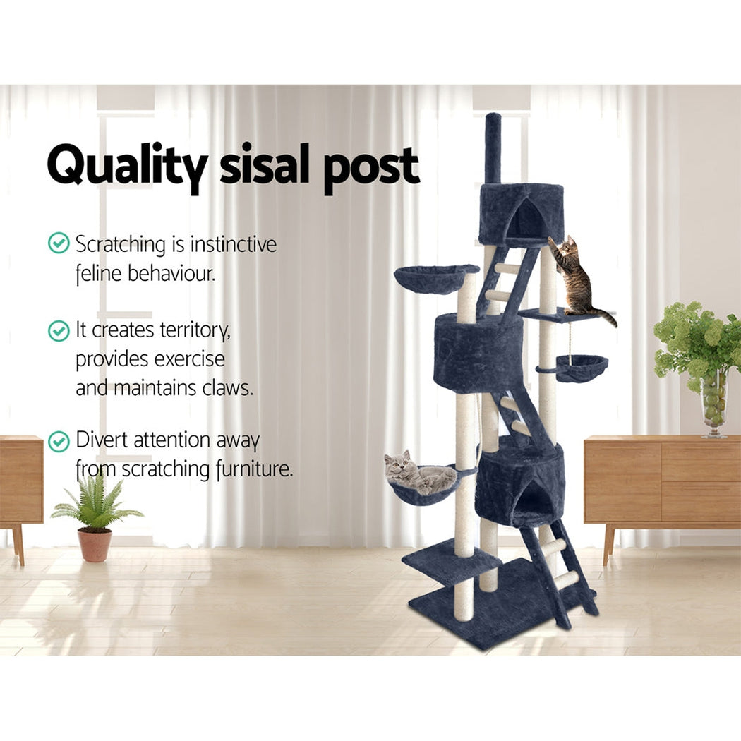 i.Pet Cat Tree 244cm Trees Scratching Post Scratcher Tower Condo House Furniture Wood i.Pet