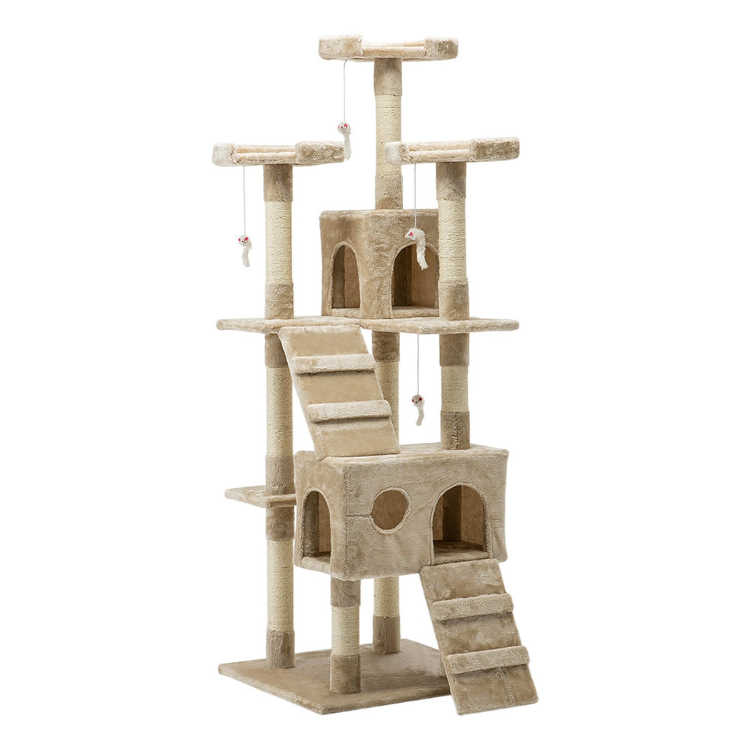 i.Pet Cat Tree 180cm Trees Scratching Post Scratcher Tower Condo House Furniture Wood Beige i.Pet