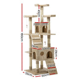 i.Pet Cat Tree 180cm Trees Scratching Post Scratcher Tower Condo House Furniture Wood Beige i.Pet