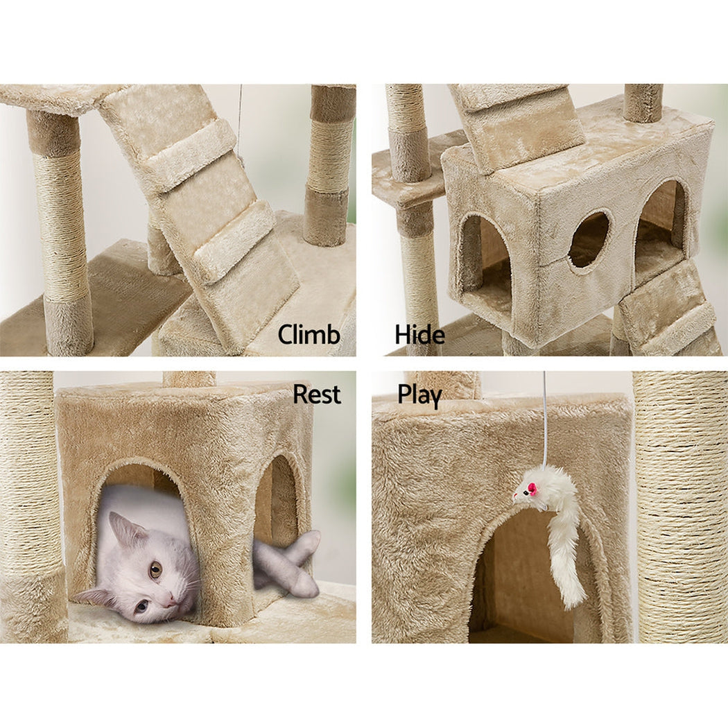 i.Pet Cat Tree 180cm Trees Scratching Post Scratcher Tower Condo House Furniture Wood Beige i.Pet