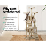 i.Pet Cat Tree 180cm Trees Scratching Post Scratcher Tower Condo House Furniture Wood Beige i.Pet