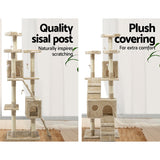 i.Pet Cat Tree 180cm Trees Scratching Post Scratcher Tower Condo House Furniture Wood Beige i.Pet