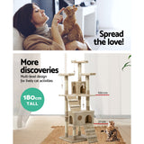 i.Pet Cat Tree 180cm Trees Scratching Post Scratcher Tower Condo House Furniture Wood Beige i.Pet