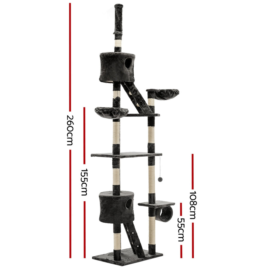 i.Pet Cat Tree 260cm Trees Scratching Post Scratcher Tower Condo House Furniture Wood i.Pet