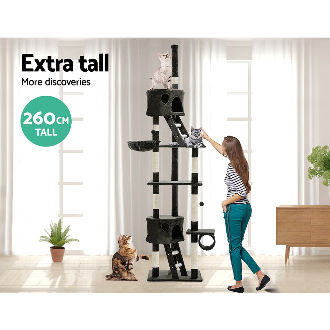 i.Pet Cat Tree 260cm Trees Scratching Post Scratcher Tower Condo House Furniture Wood i.Pet