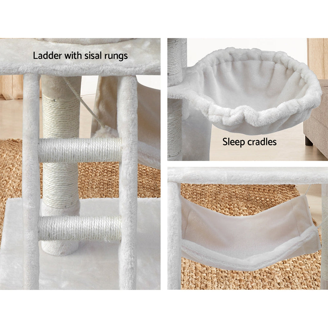 i.Pet Cat Tree 141cm Trees Scratching Post Scratcher Tower Condo House Furniture Wood Beige i.Pet