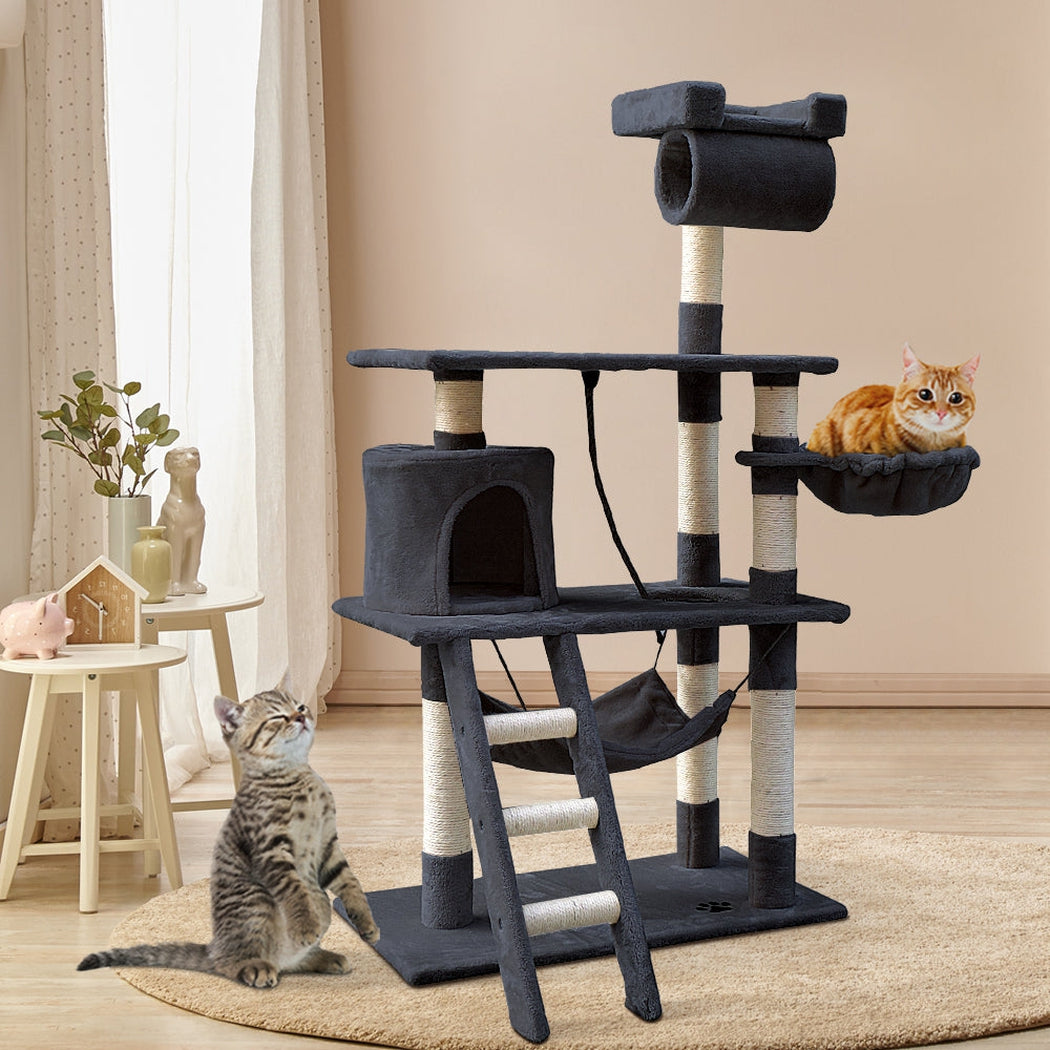 i.Pet Cat Tree 141cm Trees Scratching Post Scratcher Tower Condo House Furniture Wood i.Pet