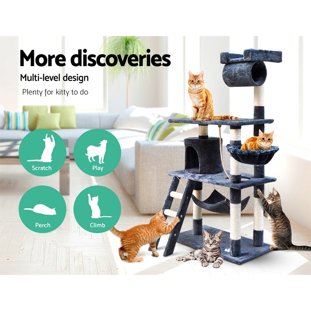 i.Pet Cat Tree 141cm Trees Scratching Post Scratcher Tower Condo House Furniture Wood i.Pet