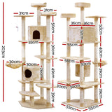 i.Pet Cat Tree 203cm Trees Scratching Post Scratcher Tower Condo House Furniture Wood Beige i.Pet