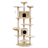 i.Pet Cat Tree 203cm Trees Scratching Post Scratcher Tower Condo House Furniture Wood Beige i.Pet
