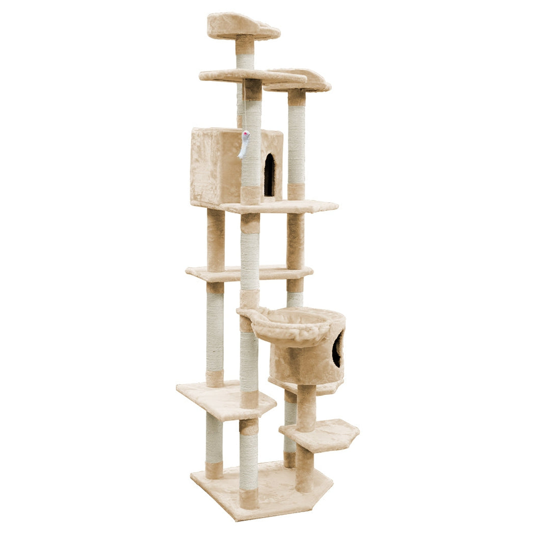 i.Pet Cat Tree 203cm Trees Scratching Post Scratcher Tower Condo House Furniture Wood Beige i.Pet