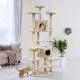i.Pet Cat Tree 203cm Trees Scratching Post Scratcher Tower Condo House Furniture Wood Beige i.Pet