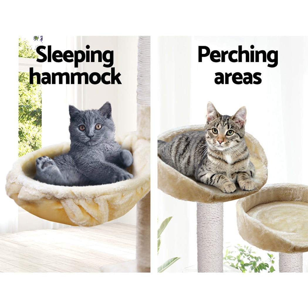 i.Pet Cat Tree 203cm Trees Scratching Post Scratcher Tower Condo House Furniture Wood Beige i.Pet