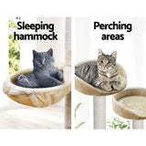 i.Pet Cat Tree 203cm Trees Scratching Post Scratcher Tower Condo House Furniture Wood Beige i.Pet