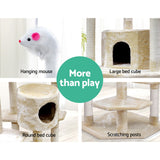 i.Pet Cat Tree 203cm Trees Scratching Post Scratcher Tower Condo House Furniture Wood Beige i.Pet