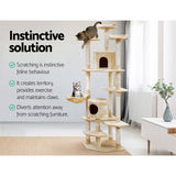 i.Pet Cat Tree 203cm Trees Scratching Post Scratcher Tower Condo House Furniture Wood Beige i.Pet