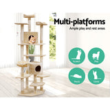 i.Pet Cat Tree 203cm Trees Scratching Post Scratcher Tower Condo House Furniture Wood Beige i.Pet