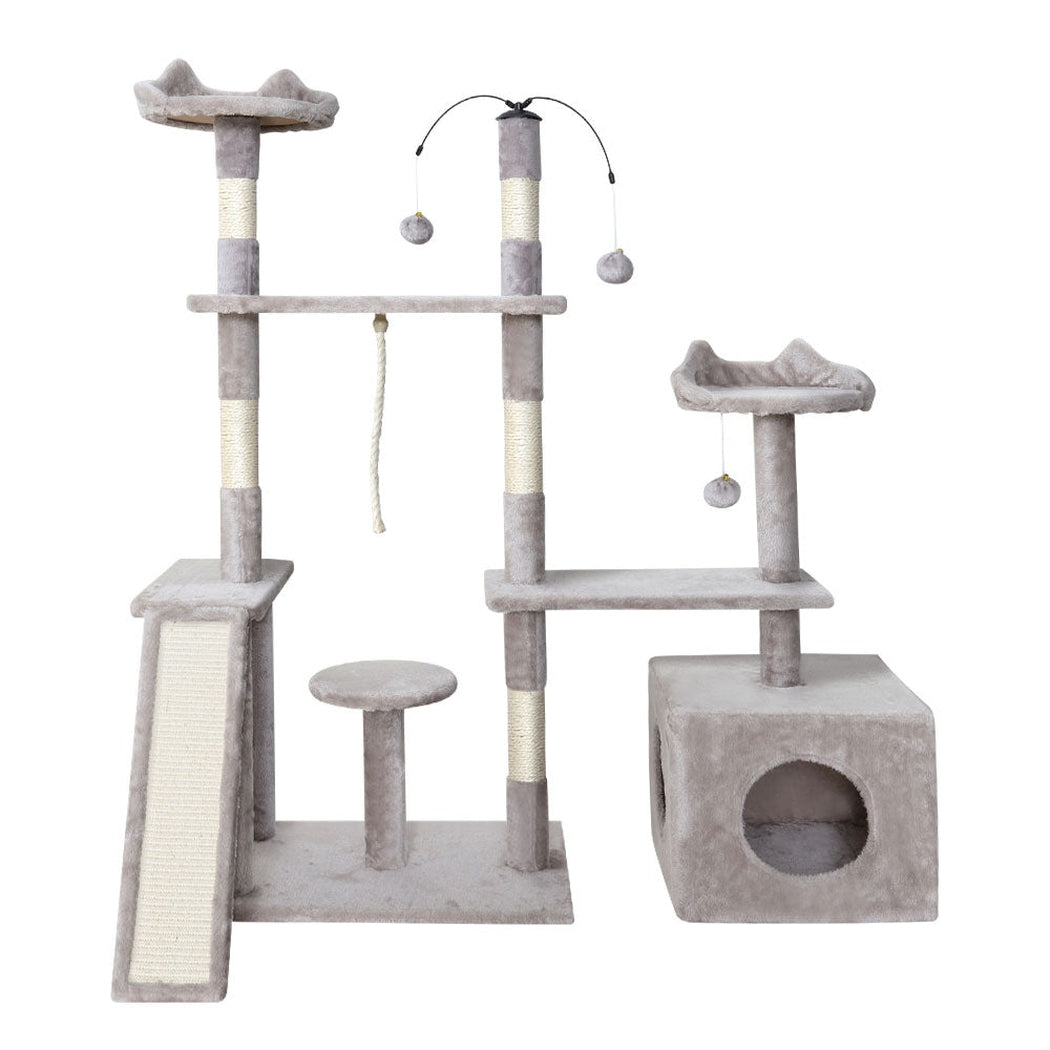 i.Pet Cat Tree Scratching Post Scratcher Tower Condo House Grey 135cm i.Pet