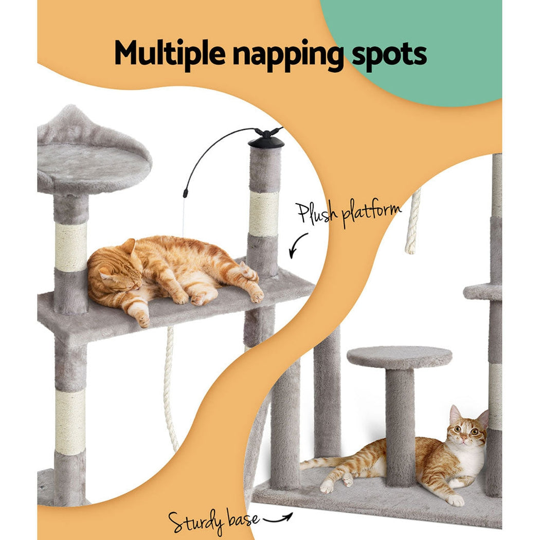 i.Pet Cat Tree Scratching Post Scratcher Tower Condo House Grey 135cm i.Pet