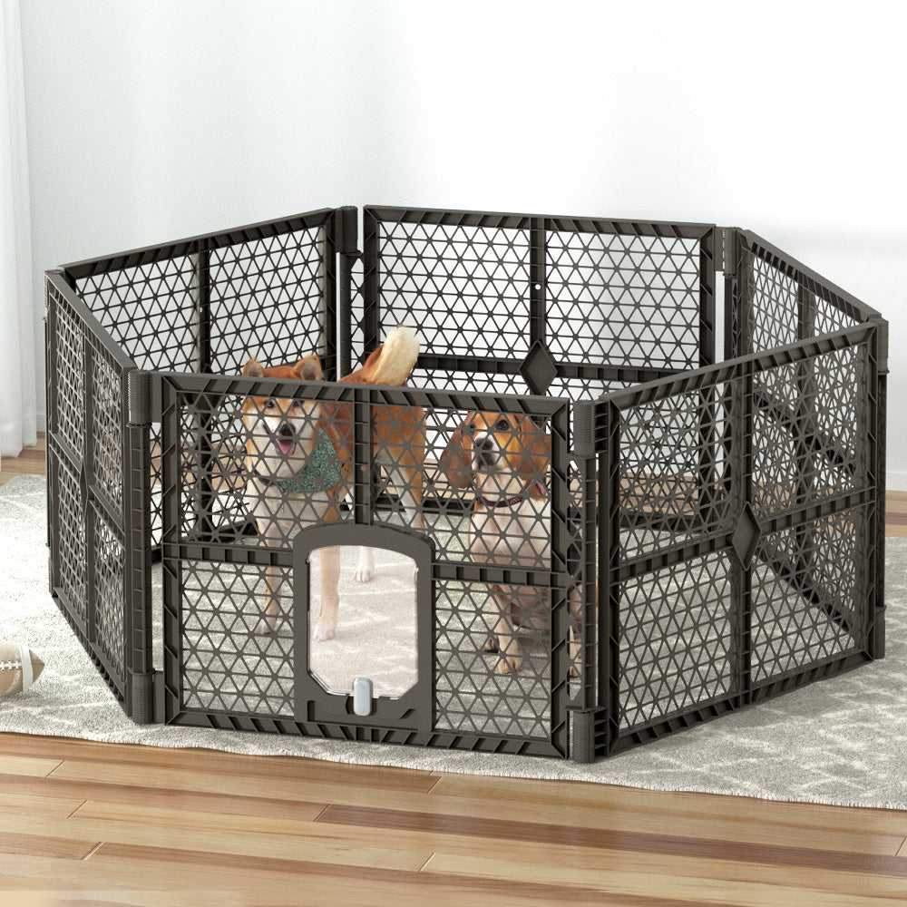 i.Pet Pet Dog Playpen Enclosure 6 Panel Fence Puppy Cage Plastic Play Pen Fold i.Pet