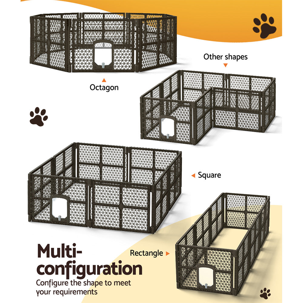 i.Pet Pet Dog Playpen Enclosure 8 Panel Fence Puppy Cage Plastic Play Pen Fold i.Pet