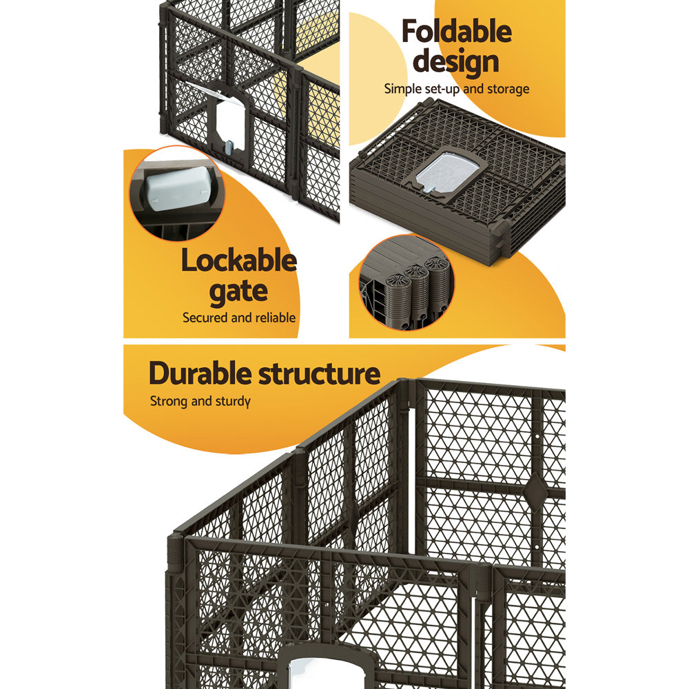 i.Pet Pet Dog Playpen Enclosure 8 Panel Fence Puppy Cage Plastic Play Pen Fold i.Pet