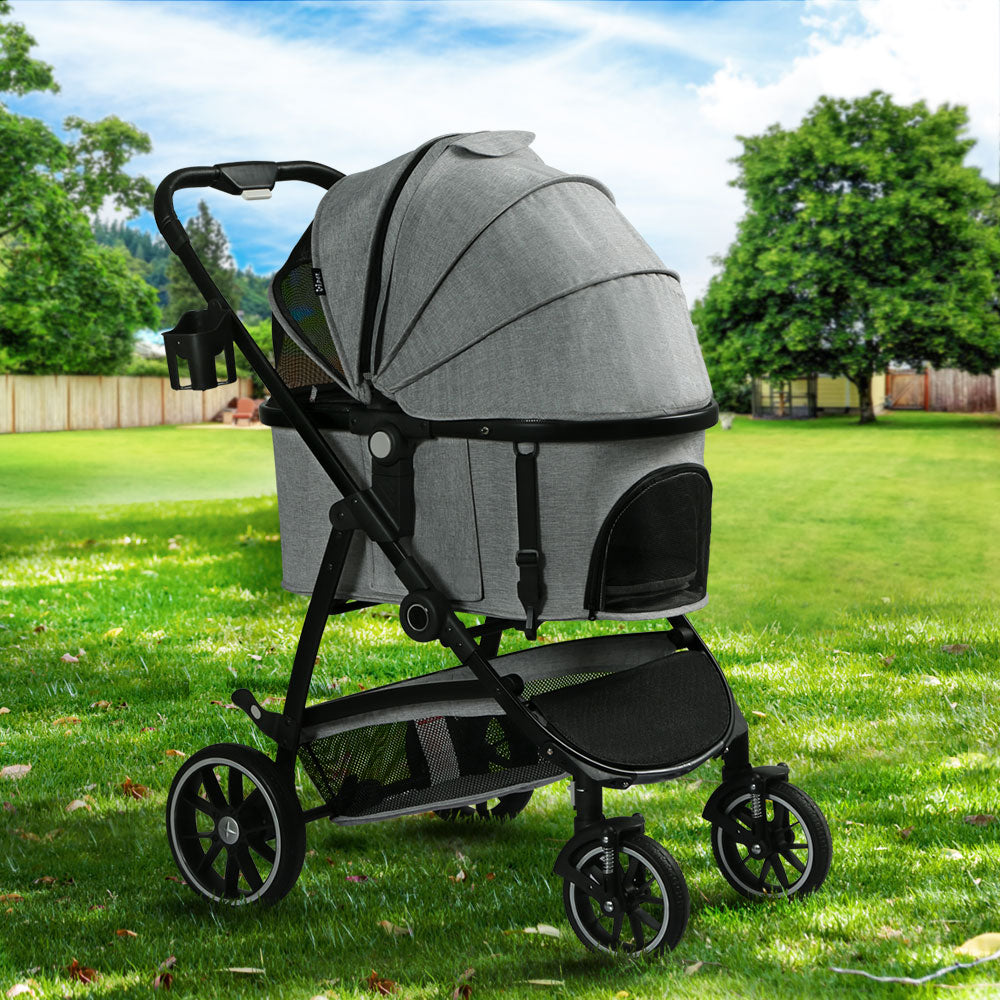 i.Pet Pet Stroller Pram Large Dog Cat Carrier Travel Pushchair Foldable 4 Wheels i.Pet