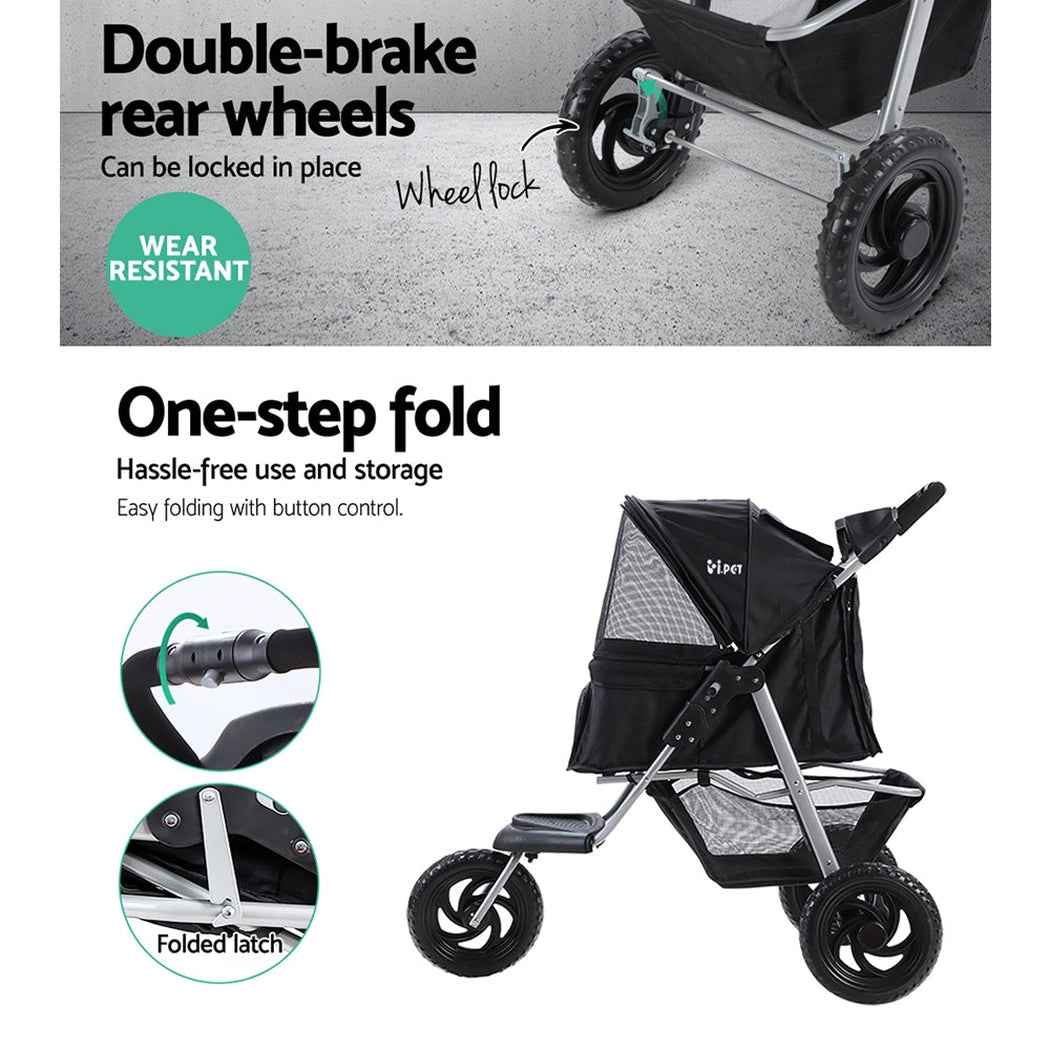 i.Pet Pet Stroller Dog Carrier Foldable Pram Large Black i.Pet