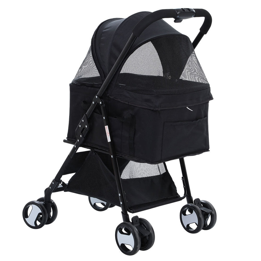 i.Pet Pet Stroller Dog Carrier Foldable Pram 3 In 1 Middle Size Black i.Pet
