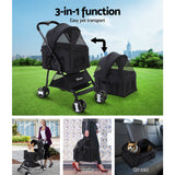 i.Pet Pet Stroller Dog Carrier Foldable Pram 3 In 1 Middle Size Black i.Pet