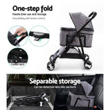 i.Pet Pet Stroller Dog Carrier Foldable Pram 3 In 1 Middle Size Grey i.Pet