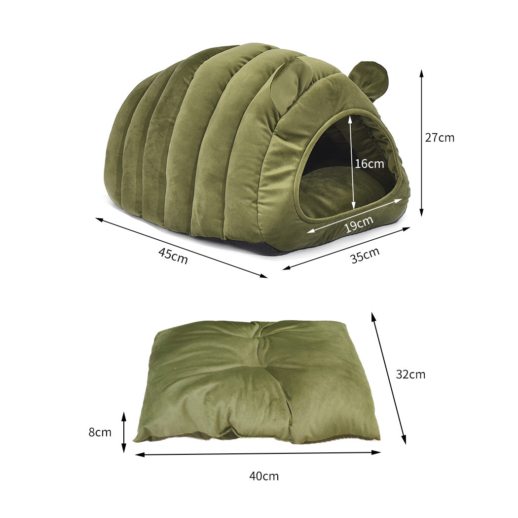 Pet Bed Comfy Kennel Cave Cat Beds Bedding Castle Igloo Round Nest Green M PaWz