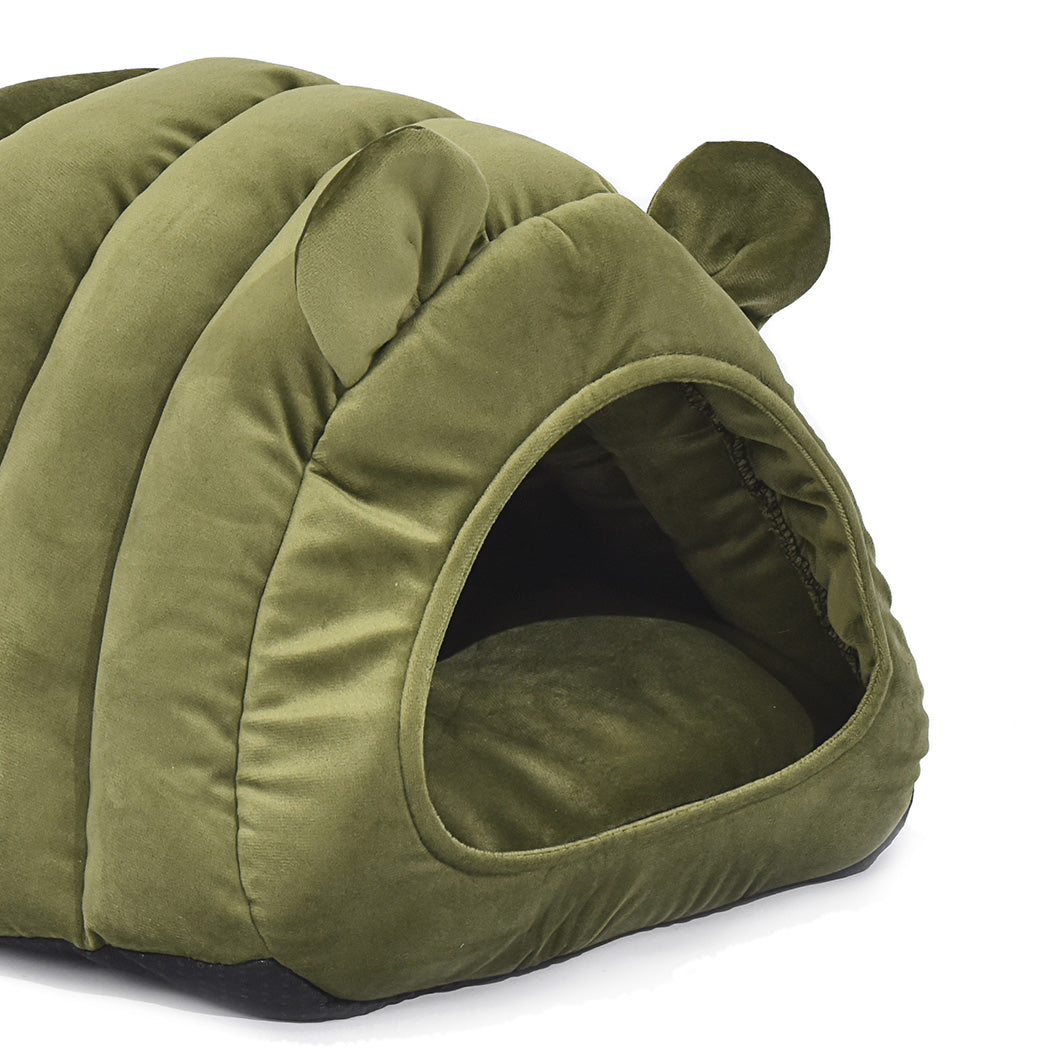 Pet Bed Comfy Kennel Cave Cat Beds Bedding Castle Igloo Round Nest Green M PaWz