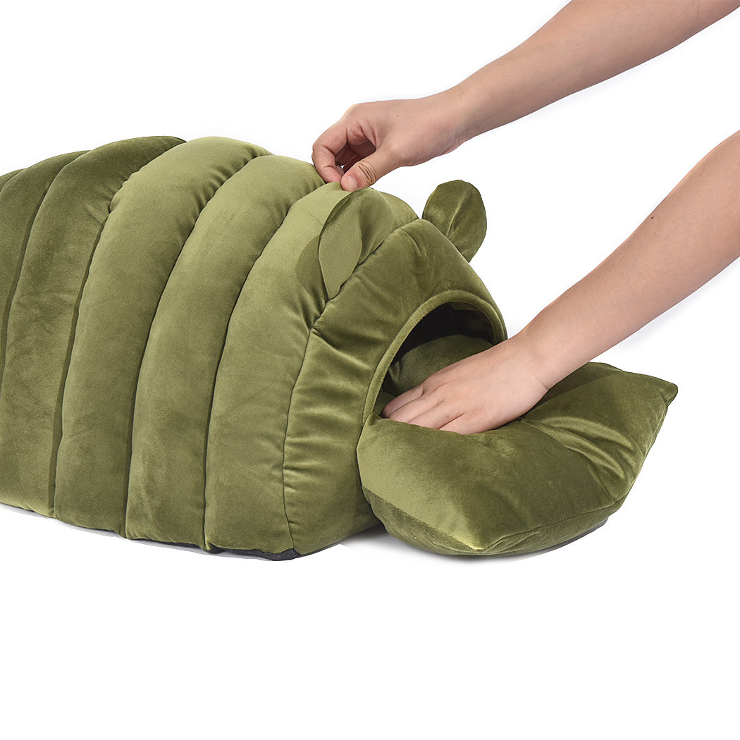 Pet Bed Comfy Kennel Cave Cat Beds Bedding Castle Igloo Round Nest Green M PaWz
