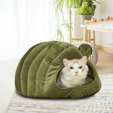 Pet Bed Comfy Kennel Cave Cat Beds Bedding Castle Igloo Round Nest Green M PaWz