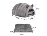 Pet Bed Comfy Kennel Cave Cat Beds Bedding Castle Igloo Round Nest Grey M PaWz