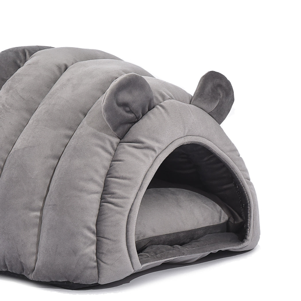 Pet Bed Comfy Kennel Cave Cat Beds Bedding Castle Igloo Round Nest Grey M PaWz