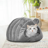 Pet Bed Comfy Kennel Cave Cat Beds Bedding Castle Igloo Round Nest Grey M PaWz