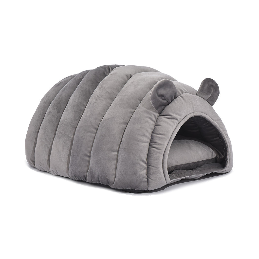 Pet Bed Comfy Kennel Cave Cat Beds Bedding Castle Igloo Round Nest Grey M PaWz