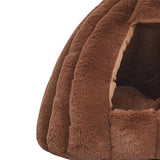 Pet Bed Comfy Kennel Cave Cat Beds Bedding Castle Igloo Nest Brown L PaWz