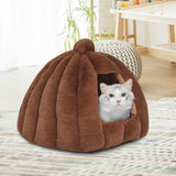 Pet Bed Comfy Kennel Cave Cat Beds Bedding Castle Igloo Nest Brown L PaWz